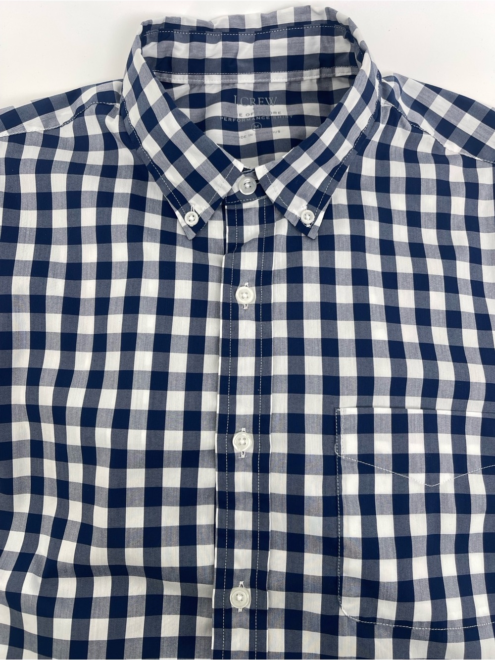 J. Crew Men’s Navy and White Gingham Button-Down Shirt